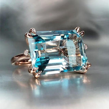 Solitaire 4 Claw Sky Blue Romantic Rose Gold Color AAA+ Cubic Zirconia Diamonds - The Jewellery Supermarket